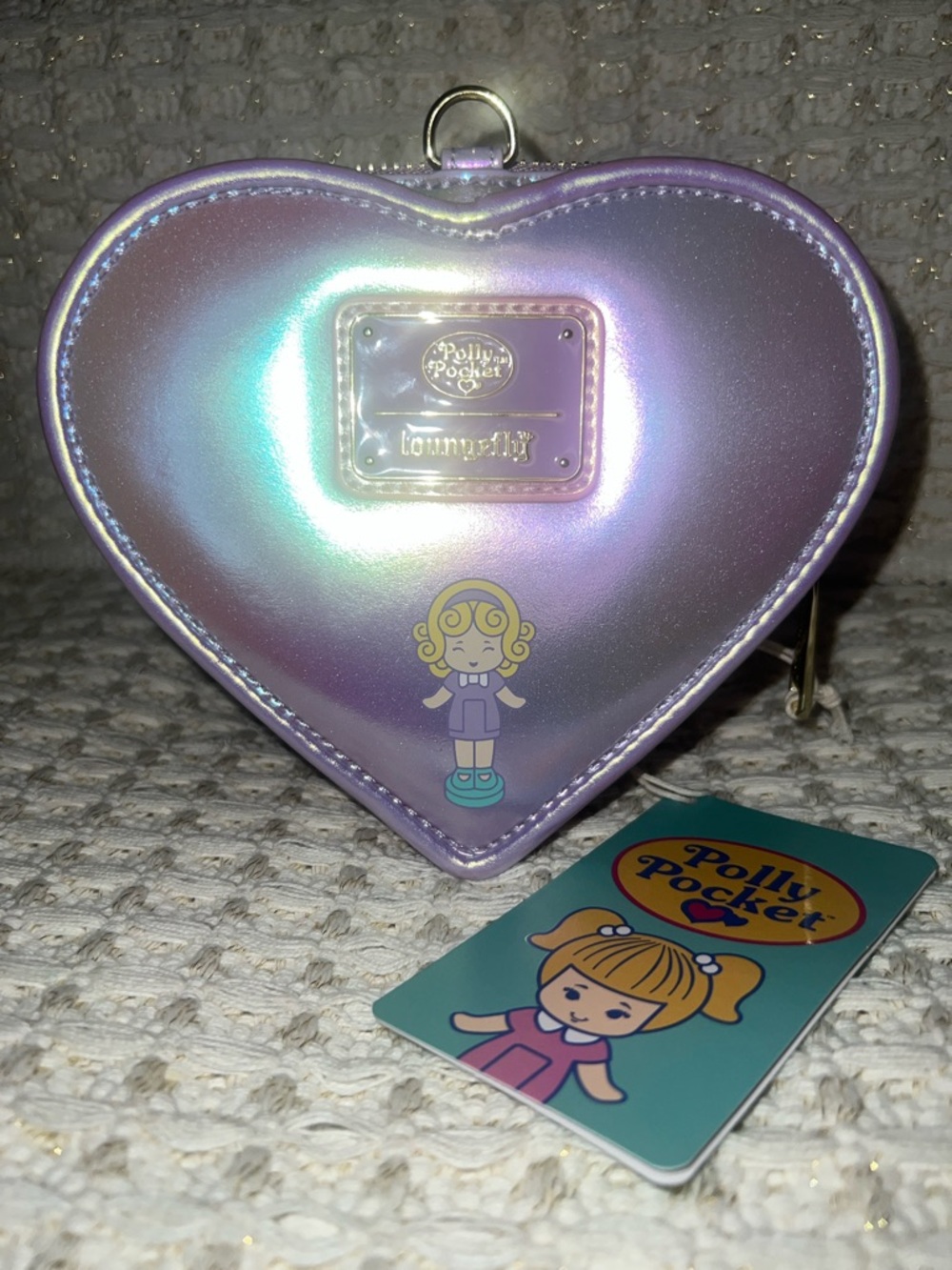 NWT Loungefly Polly Pocket Glittery Heart-Shaped Zip Wallet - Picture 6 of 7
